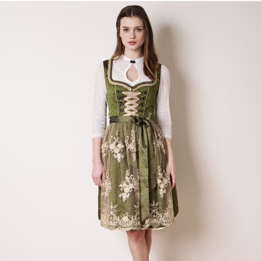 NWT Kruger Dirndl Dress Green Size 36 Small (US 6)